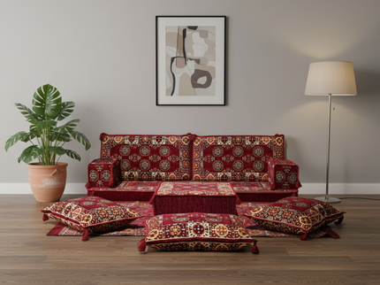 Bukhara Arabic majlis loveseat set, Burgundy, photo 2