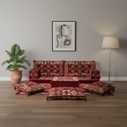 Arabic Loveseat Sofa Set – Maroon Loveseat Set with 4 and 8 Inch Cushion Options