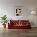 Arabic Loveseat Sofa – Maroon Loveseat with 4 and 8 Inch Cushion Options