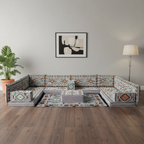 Arabic Floor Sofa Set – Gray U Shaped Majlis Sectional with 4 Inch Cushions