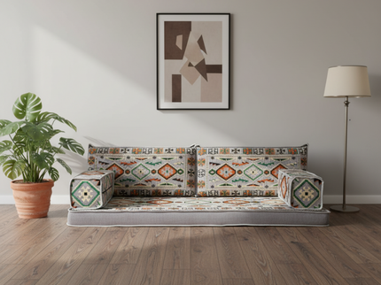 Cappadocia Kilim Arabic majlis loveseat set, Gray, photo 5