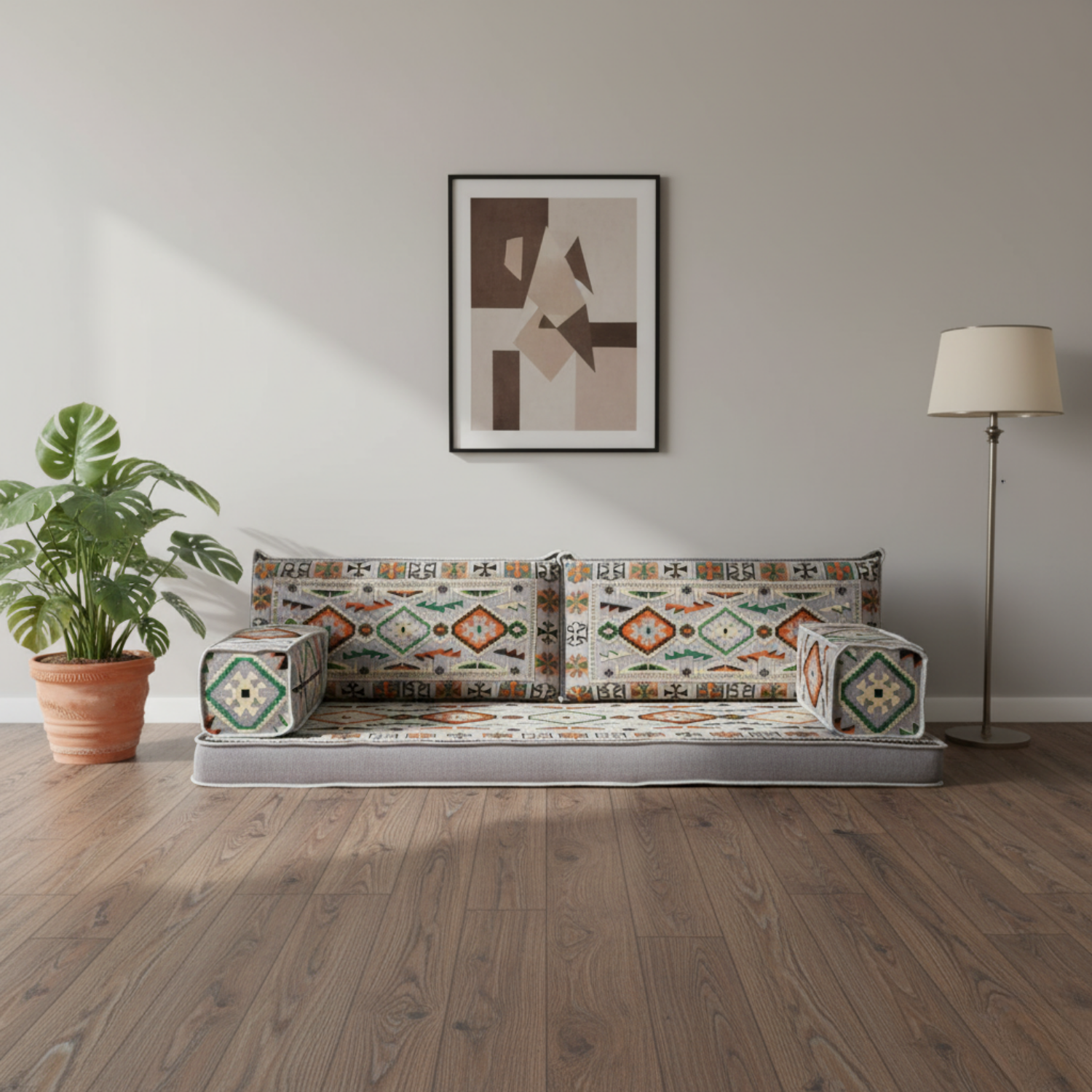 Arabic Loveseat Sofa Set – Gray Loveseat Set with 4 and 8 Inch Cushion Options