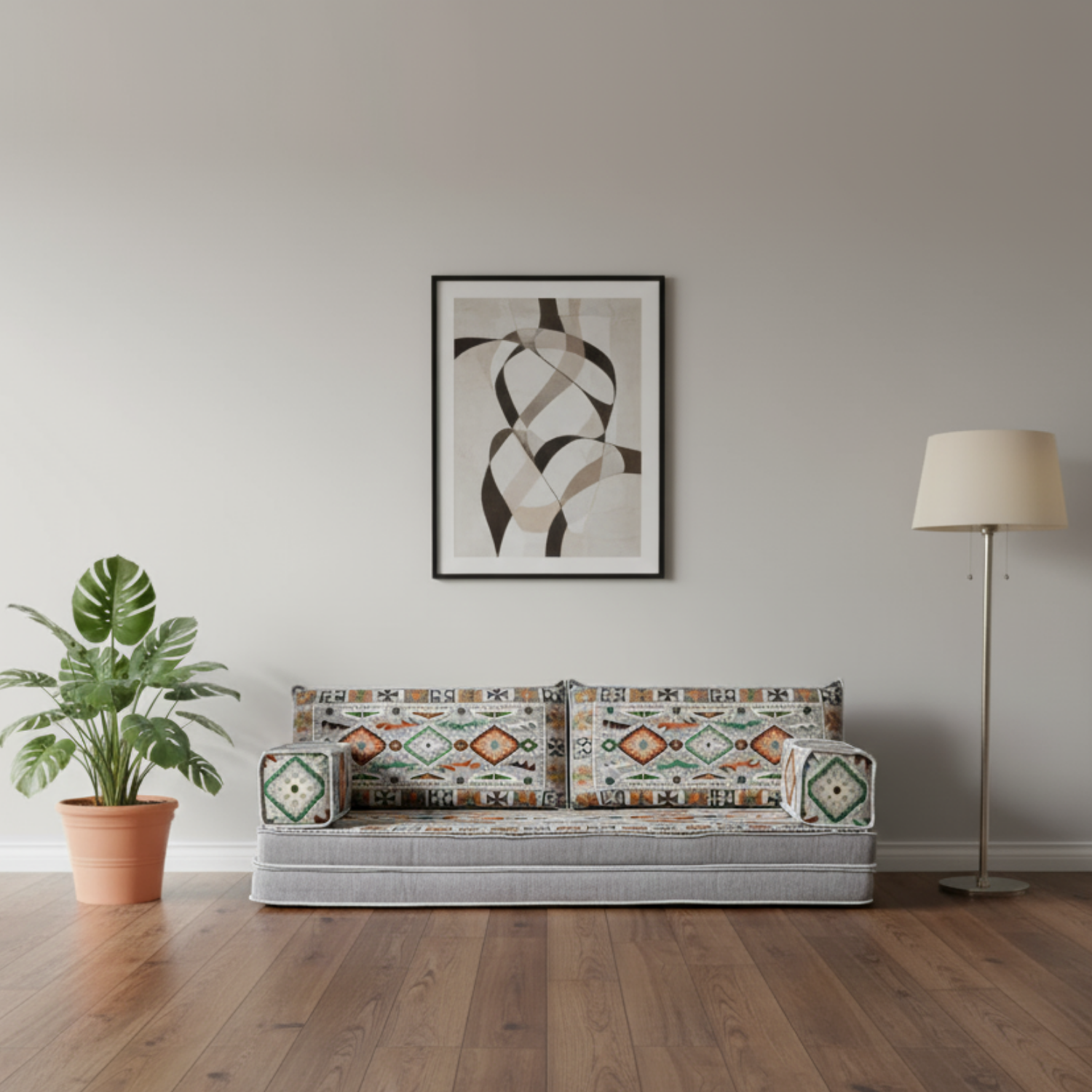 Arabic Loveseat Sofa Set – Gray Loveseat Set with 4 and 8 Inch Cushion Options