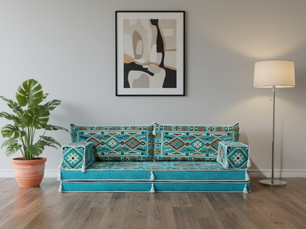 Cappadocia Kilim Arabic majlis loveseat, Turquoise, photo 1