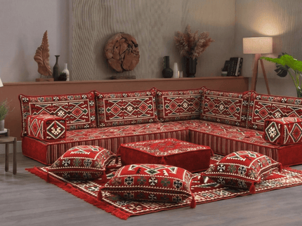 Cappadocia Kilim L-shaped Arabic floor sofa, Red 8-inch, photo 3