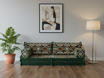 Cappadocia Kilim Arabic majlis loveseat, Green, photo 1