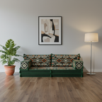 Arabic Loveseat Sofa – Green Loveseat with 4 and 8 Inch Cushion Options