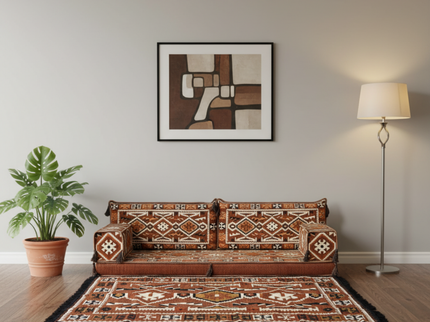 Cappadocia Kilim Arabic majlis loveseat set, Brown, photo 5