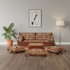 Arabic Loveseat Sofa Set – Brown Loveseat Set with 4 and 8 Inch Cushion Options
