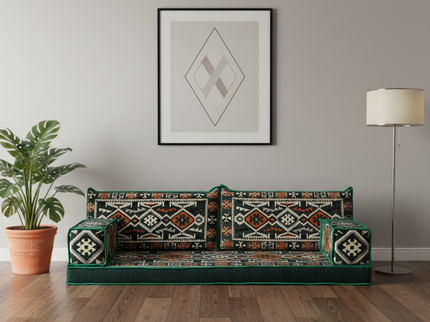 Cappadocia Kilim Arabic majlis loveseat, Green, photo 2