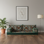 Arabic Loveseat Sofa – Green Loveseat with 4 and 8 Inch Cushion Options