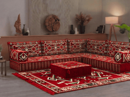 Cappadocia Kilim L-shaped Arabic floor sofa, Red 8-inch, photo 4