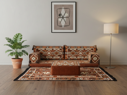 Cappadocia Kilim Arabic majlis loveseat set, Brown, photo 2