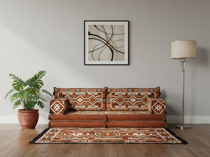 Cappadocia Kilim Arabic majlis loveseat set, Brown, photo 6
