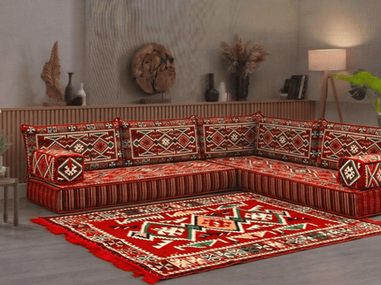 Cappadocia Kilim L-shaped Arabic floor sofa, Red 8-inch, photo 5