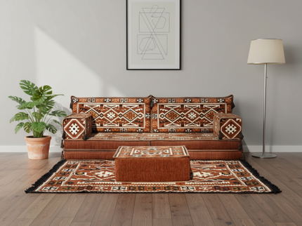 Cappadocia Kilim Arabic majlis loveseat set, Brown, photo 7