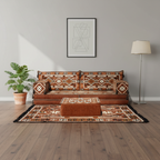 Arabic Loveseat Sofa Set – Brown Loveseat Set with 4 and 8 Inch Cushion Options