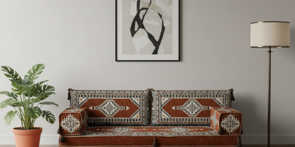 Arabic Loveseat Sofa – Brown Loveseat with 4 and 8 Inch Cushion Options
