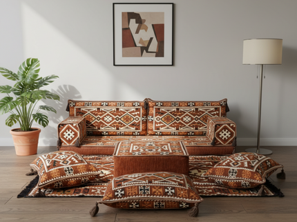 Cappadocia Kilim Arabic majlis loveseat set, Brown, photo 3