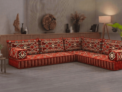 Cappadocia Kilim L-shaped Arabic floor sofa, Red 8-inch, photo 6