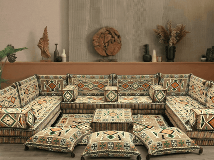 Cappadocia Kilim U-shaped Arabic floor sofa, Light Brown 8-inch, photo 1
