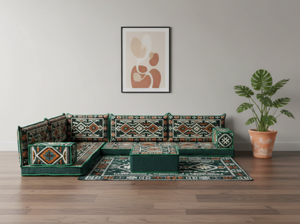 Cappadocia Kilim L-shaped Arabic floor sofa, Green 4-inch, photo 2