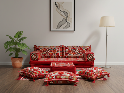 Cappadocia Kilim Arabic majlis loveseat set, Red, photo 1