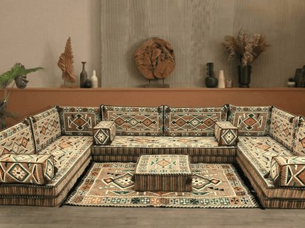 Cappadocia Kilim U-shaped Arabic floor sofa, Light Brown 8-inch, photo 2