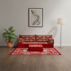 Arabic Loveseat Sofa Set – Red Loveseat Set with 4 and 8 Inch Cushion Options