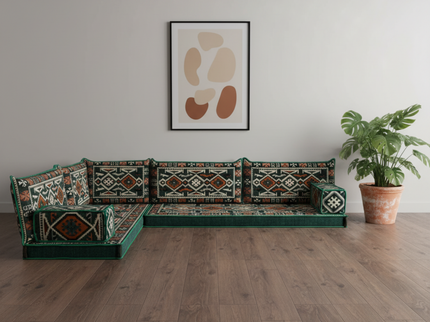 Cappadocia Kilim L-shaped Arabic floor sofa, Green 4-inch, photo 3