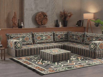 Cappadocia Kilim L-shaped Arabic floor sofa, Dark Gray 8-inch, photo 3