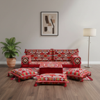 Arabic Loveseat Sofa Set – Red Loveseat Set with 4 and 8 Inch Cushion Options