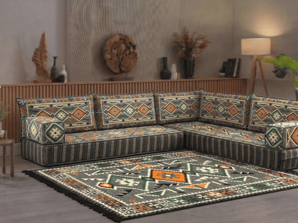 Cappadocia Kilim L-shaped Arabic floor sofa, Dark Gray 8-inch, photo 4