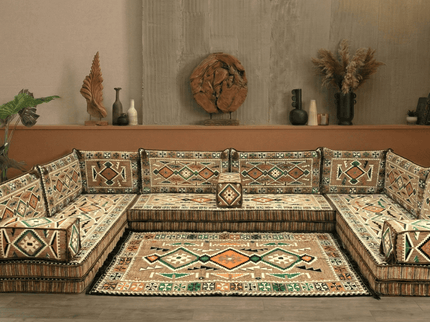 Cappadocia Kilim U-shaped Arabic floor sofa, Light Brown 8-inch, photo 3