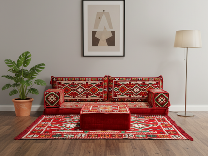 Cappadocia Kilim Arabic majlis loveseat set, Red, photo 4