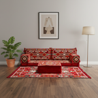 Arabic Loveseat Sofa Set – Red Loveseat Set with 4 and 8 Inch Cushion Options
