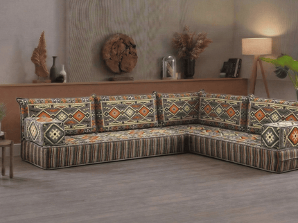 Cappadocia Kilim L-shaped Arabic floor sofa, Dark Gray 8-inch, photo 5