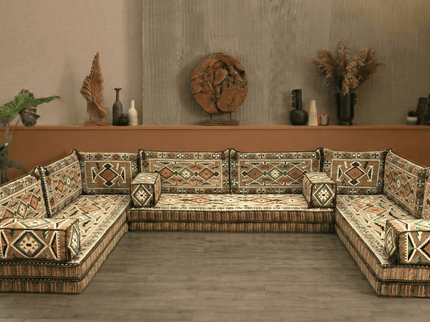 Cappadocia Kilim U-shaped Arabic floor sofa, Light Brown 8-inch, photo 4
