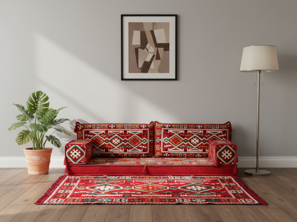 Cappadocia Kilim Arabic majlis loveseat set, Red, photo 5