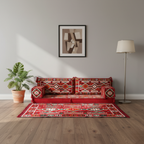 Arabic Loveseat Sofa Set – Red Loveseat Set with 4 and 8 Inch Cushion Options