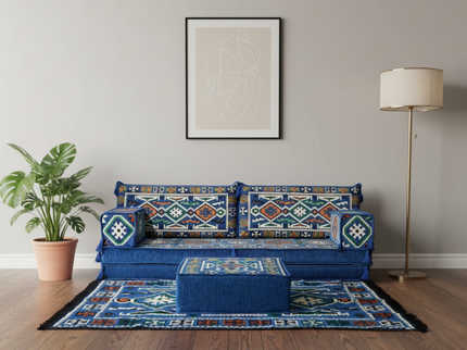 Cappadocia Kilim Arabic majlis loveseat set, Blue, photo 6