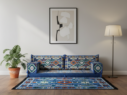 Cappadocia Kilim Arabic majlis loveseat set, Blue, photo 2