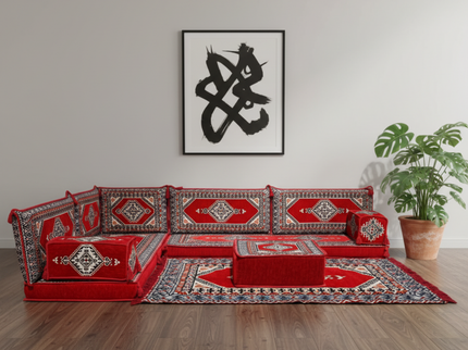 Topkapi L-shaped Arabic floor sofa, Burgundy 4-inch, photo 2