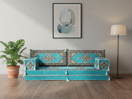 Topkapi Arabic majlis loveseat, Turquoise, photo 1