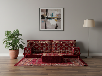 Bukhara Arabic majlis loveseat set, Burgundy, photo 3