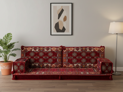 Bukhara Arabic majlis loveseat, Burgundy, photo 2