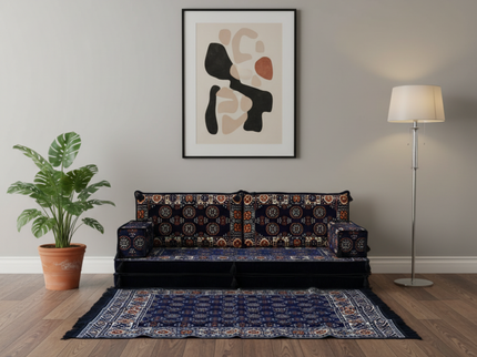 Bukhara Arabic majlis loveseat set, Navy, photo 6