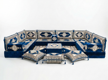 Topkapi U-shaped Arabic floor sofa, Navy 8-inch, photo 1