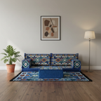 Arabic Loveseat Sofa Set – Blue Loveseat Set with 4 and 8 Inch Cushion Options