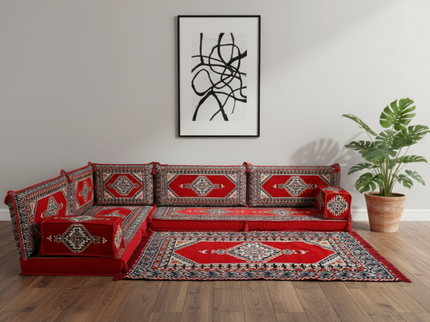 Topkapi L-shaped Arabic floor sofa, Burgundy 4-inch, photo 3
